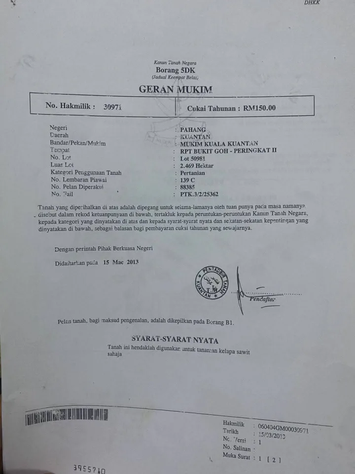 Tanah Ladang Sawit Untuk Dijual